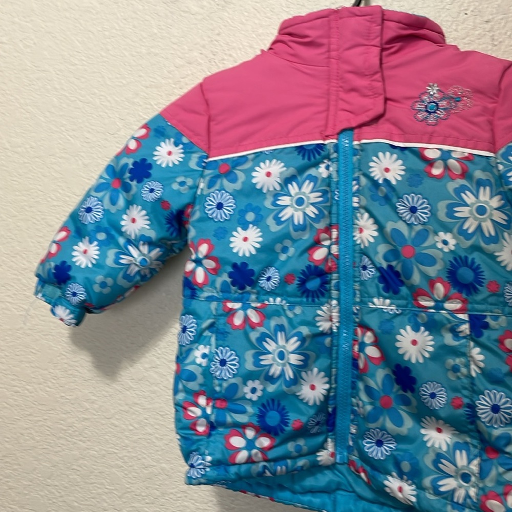 Rugged Bear Girls Blue Floral Winter Jacket. Very Good Condition. Size 24M. - Picture 6 of 16